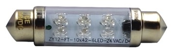 ŻARÓWKA RURKOWA 24V C5W 10x42 ZIELONA C10W 42mm