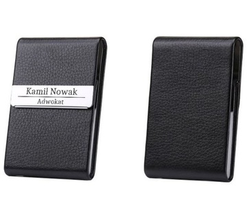 Визитница из черной кожи с гравировкой. Визитница с гравировкой.