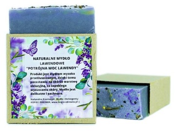 Mydło LAWENDOWE 100% naturalne „POTRÓJNA MOC LAWENDY” do ciała twarzy 110g