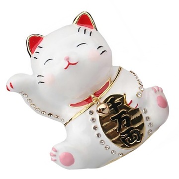 Japandi Decor Lucky Cat pudełko z biżuterią wystrój ptaka