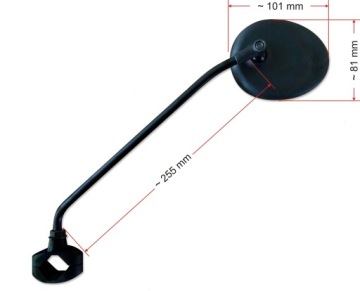 Велосипедное зеркало AJS длинный рычаг 25 см, черное