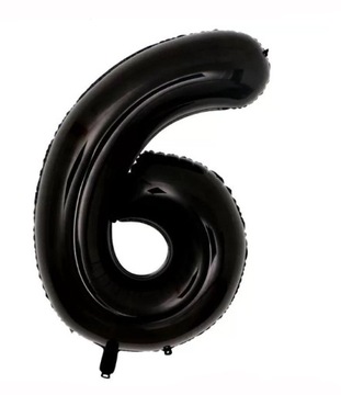Balon foliowy cyfra CZARNA 6 SZEŚĆ hel SZÓSTKA 40c