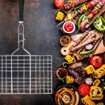 СОРТА ГРИЛЬ для жарки мяса, рыбы, овощей, закрытая решетка, стальная корзина