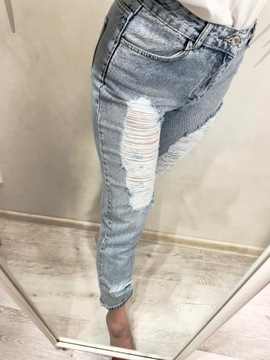 Spodnie jeans damskie z dziurami Aurelia mom fit S