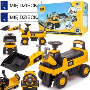 JEŹDZIK KOPARKA ŁADOWARKA z RUCHOMĄ ŁYŻKĄ CAT schowek klakson + TABLICE