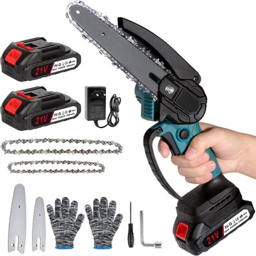ПИЛА ПОРТАТИВНАЯ АККУМУЛЯТОРНАЯ ЦЕПНАЯ ПИЛА 4 ДЮЙМА + 6 ДЮЙМОВ, 2 АККУМУЛЯТОРА, 2 ЦЕПИ