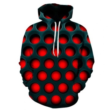 BLUZA MĘSKA KAPTUR WKŁADANA KOŁA EFEKT 3D XXL