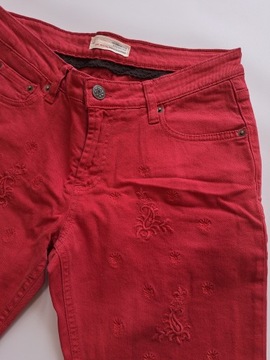 ODD MOLLY czerwone spodnie jeansy rurki haftowane nowe S
