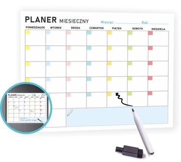 Planer MIESIĘCZNY Kalendarz magnetyczny Pisak