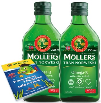 2x Möller's TRAN NORWESKi naturalny 250ml ODPORNOŚĆ wit. D3 A i E omega-3