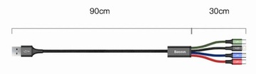 КАБЕЛЬ BASEUS 4 В 1 2XUSB TYPE C LIGHTNING MICRO БЫСТРАЯ ЗАРЯДКА 1,2 М