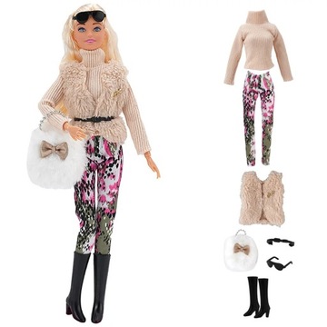 DAMSKI ZESTAW UBRANKO FUTERKO TOREBKA WYSOKIE BUTY DLA LALKI TYPU BARBIE