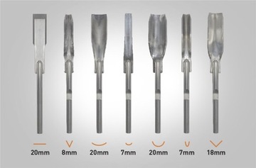 Dłuto elektryczne do drewna w zestawie 7 różnych dłut + dłutownica
