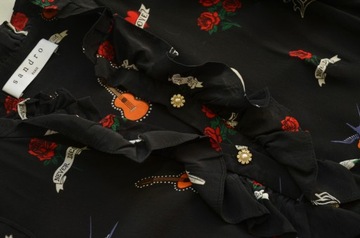 Sukienka czarna jedwabna 100% jedwab pop art sandro 34/XS