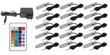 15x klipsy LED RGB do półek szyb klips KOMPLET