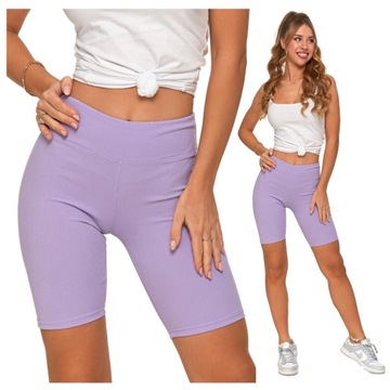 Legginsy Krótkie Prążkowane Damskie Kolarki KRYJĄCE Getry S/M MORAJ