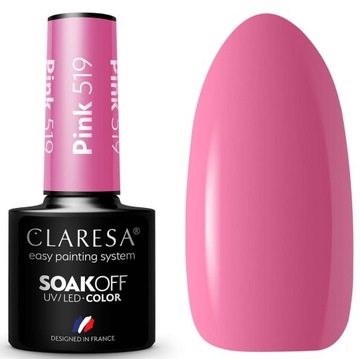 Claresa Lakier Hybrydowy do paznokci PINK 519 żywy różowy