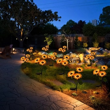 2x САДОВАЯ УЛИЧНАЯ ЛАМПА СОЛНЕЧНАЯ СВЕТОДИОДНАЯ ЛАМПА с цветами ПОДСОЛНУХИ