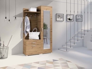 Garderoba VIGO do przedpokoju wieszak dąb artisan z lustrem