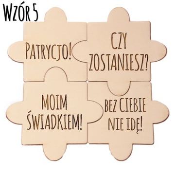 ZAPROSZENIE ŚWIADKÓW - 4 PUZZLE PROŚBA O ŚWIADKOWANIE PUDEŁKO GRAWER NADRUK