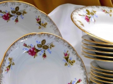 001 BULIONÓWKA 300 SPODEK ZESTAW 12/24 Róża Złota KAMELIA MALCER PORCELANA
