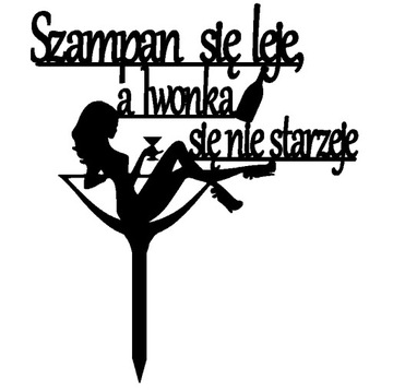Topper z imieniem kobieta w kieliszku urodziny sexi kobieta dekoracja tortu