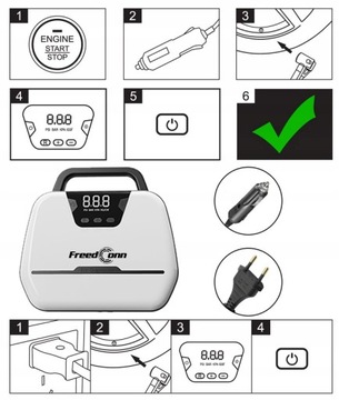 АВТОМОБИЛЬНЫЙ КОМПРЕССОР 12 В/230 В Насос Компрессор Светодиодный ЖК-фонарик