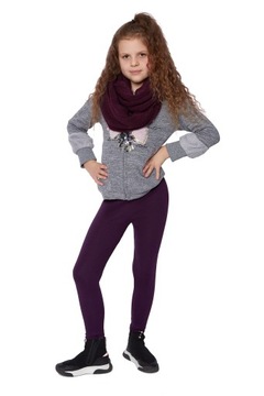 OCIEPLANE Legginsy dziecięce zimowe ŚLIWKA D1Z 158