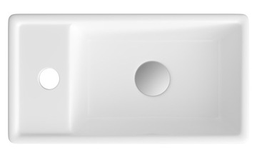 БЕЛАЯ КЕРАМИЧЕСКАЯ ПРЯМОУГОЛЬНАЯ РАКОВИНА НА СТОЛЕНЕ, МАЛЕНЬКАЯ, ДЛЯ ВАННОЙ КОМНАТЫ ASPRA