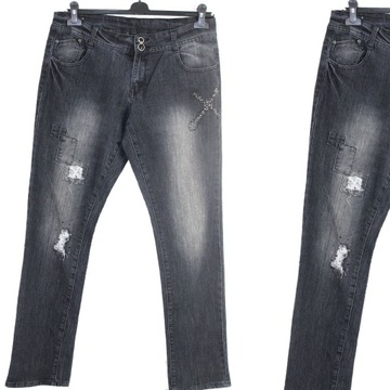 w5 OKAY Modne Damskie Spodnie Jeans Dziury Dżety 44 XXL