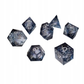 7 PCS Resin Polyhedral Dice Set Liquid Core Sharp