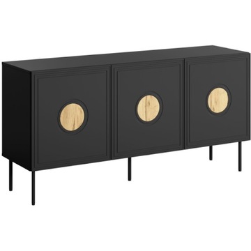 Komoda PALAZZO 150 3D duża szafka do salonu czarny mat + dąb craft