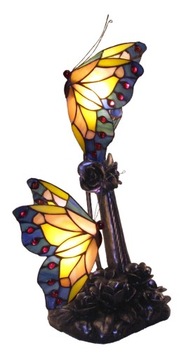 LAMPA STOJĄCA WITRAŻOWA LAMPKA NOCNA MOTYLE TANIO