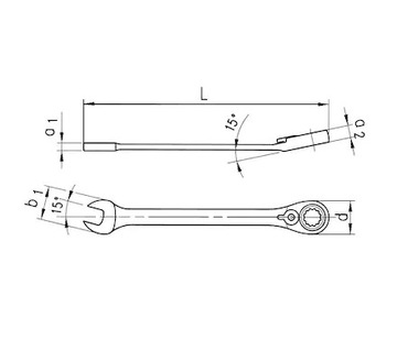 Klucz płasko-oczkowy 13mm z grzechotką Würth