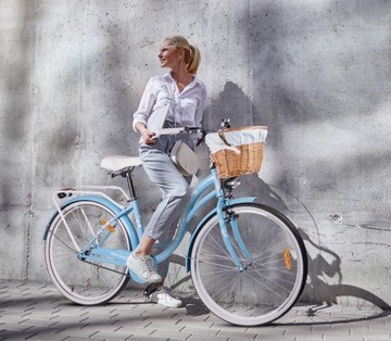 ЖЕНСКИЙ ГОРОДСКОЙ ВЕЛОСИПЕД 28-ДЮЙМОВАЯ РАМА НОГИ РАМА 18-ДЮЙМОВАЯ ЖЕНСКАЯ ПЛЕТЕНАЯ КОРЗИНА