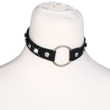 BDSM101U Skórzany naszyjnik Obroża CHOKER - Kółko