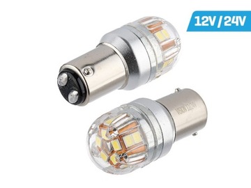 Żarówka VISION P21/5W BAY15d 12/24V 15x 2835 SMD OSRAM Chip, CANBUS, biała,