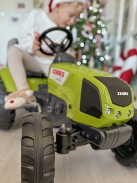 TRAKTOR NA PEDAŁY PRZYCZEPA OGROMNY TRAKTOREK CLAAS NAKŁADKI KOŁA 3+ FALK