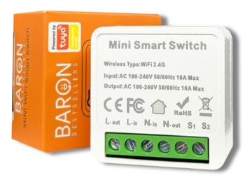 Przekaźnik dopuszkowy Gniazdko Włącznik Moduł WiFi TUYA smart 16A BarON