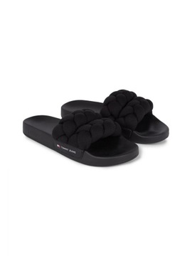 Tommy Jeans klapki damskie czarne TJW BRAIDED SLIDE EN0EN02450 rozmiar 38