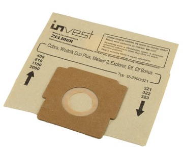 10 мешков для пылесоса ZELMER ELF ELF 2 ELF 3 BONUS METEOR 2 ODYSSEY COBRA