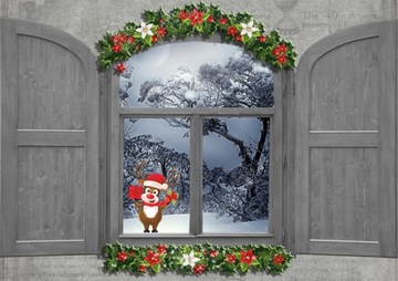 МАЛЕНЬКАЯ наклейка РОЖДЕСТВЕНСКИЙ ОЛЕНЬ 2 на окно - это очень круто