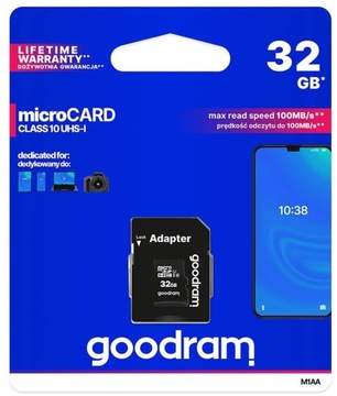 GOODRAM KARTA PAMIĘCI 32 GB MICRO SD HC CLASS 10 + ADAPTER SD