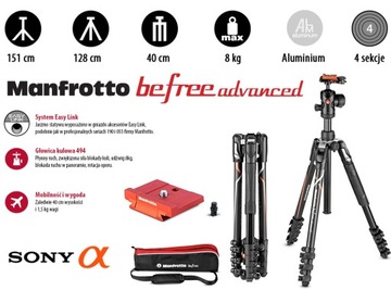 Фотоштатив Manfrotto BEFREE для Sony Alpha 7, 9