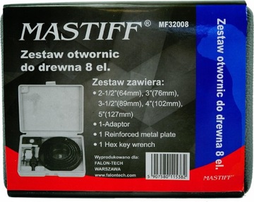 КОРОНКИ ДЛЯ ДЕРЕВА 64-127 мм НАБОР КОРОНОЧНЫХ ПИЛОВ 8 ЭЛЕМЕНТОВ