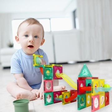 БОЛЬШИЕ МАГНИТНЫЕ КОНСТРУКЦИОННЫЕ БЛОКИ Трековый слайд-лабиринт 78 элементов