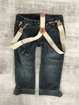 cubus - SPODENKI szelki JEANS SZORTY__34/36