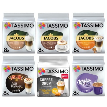 Kapsułki Tassimo zestaw Latte Macchiato, Cappuccino, smakowe 48 kaw