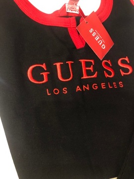 GUESS czarne body bawełniane top bluzka logo-30%XS