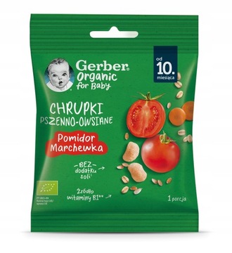 GERBER ORGANIC Chrupki pszenno-owsiane Pomidor Marchewka 7g